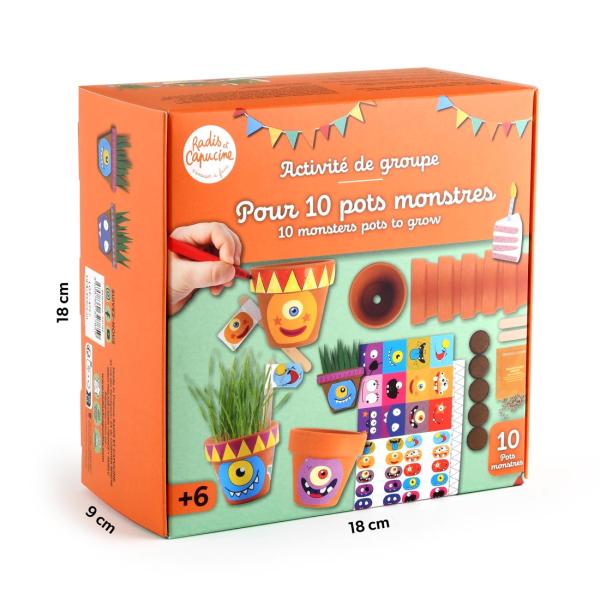 Radis et Capucine - Kit jardinage pour enfants - 10 pots à personnaliser - face recto